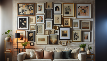 Framed wall art in cozy living room setting