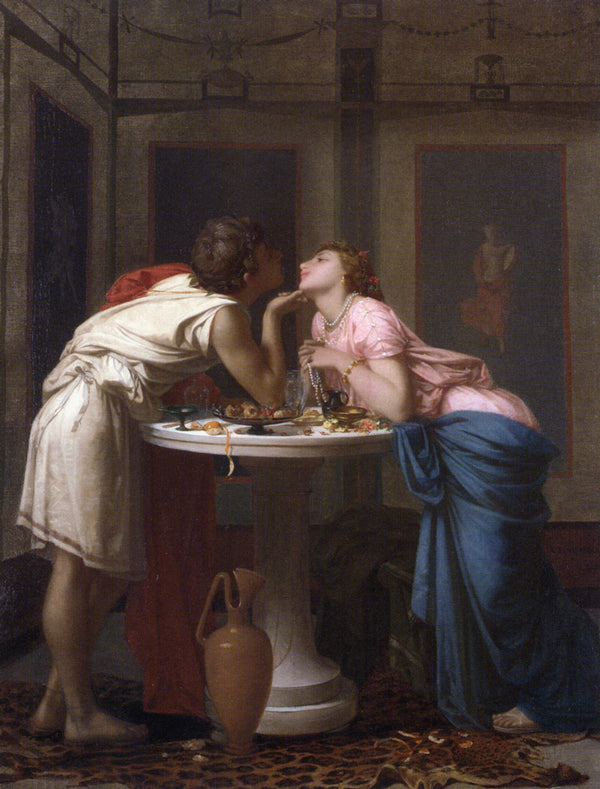 A Classical Courtship by Auguste Toulmouche, 1853, showcasing a romantic scene in vintage art style.